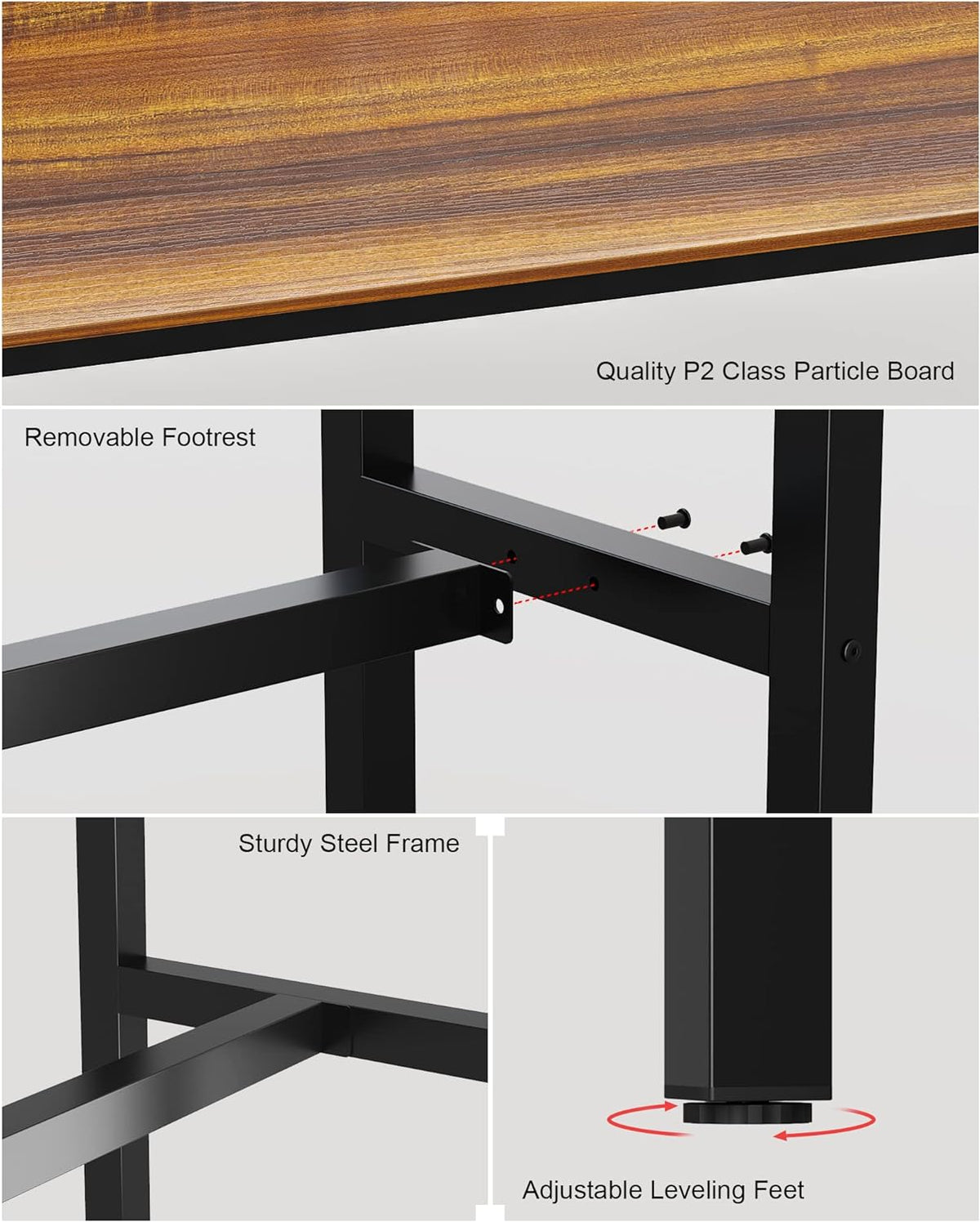 Bar Table, Bar Height Pub Table, High Top Cocktail Table for Kitchen Dining
