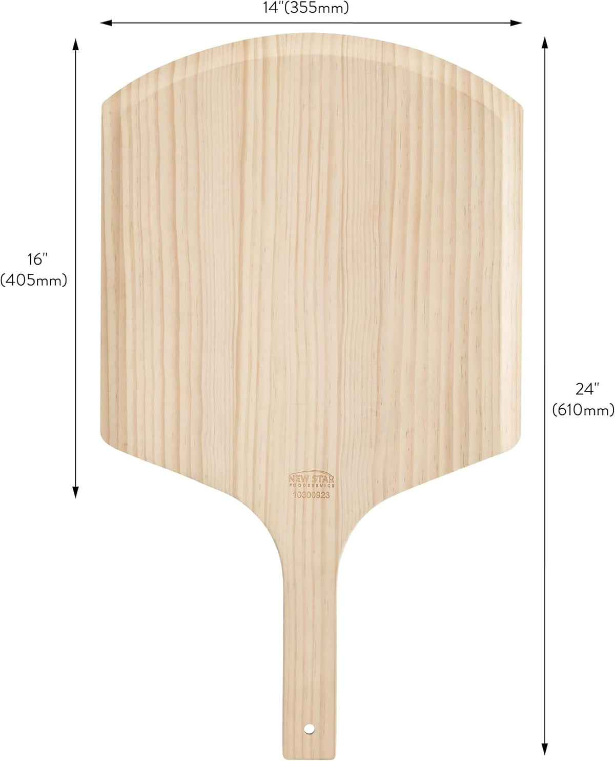 Wooden Pizza Peel, 16" X 14" Pizza Paddle with 8" Handle