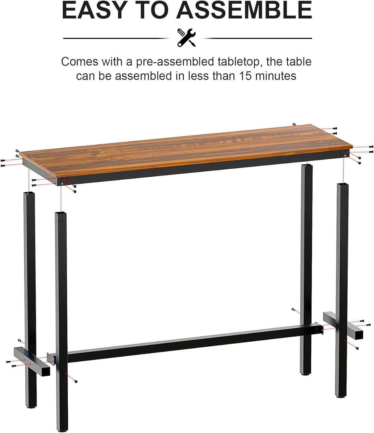 Bar Table, Bar Height Pub Table, High Top Cocktail Table for Kitchen Dining