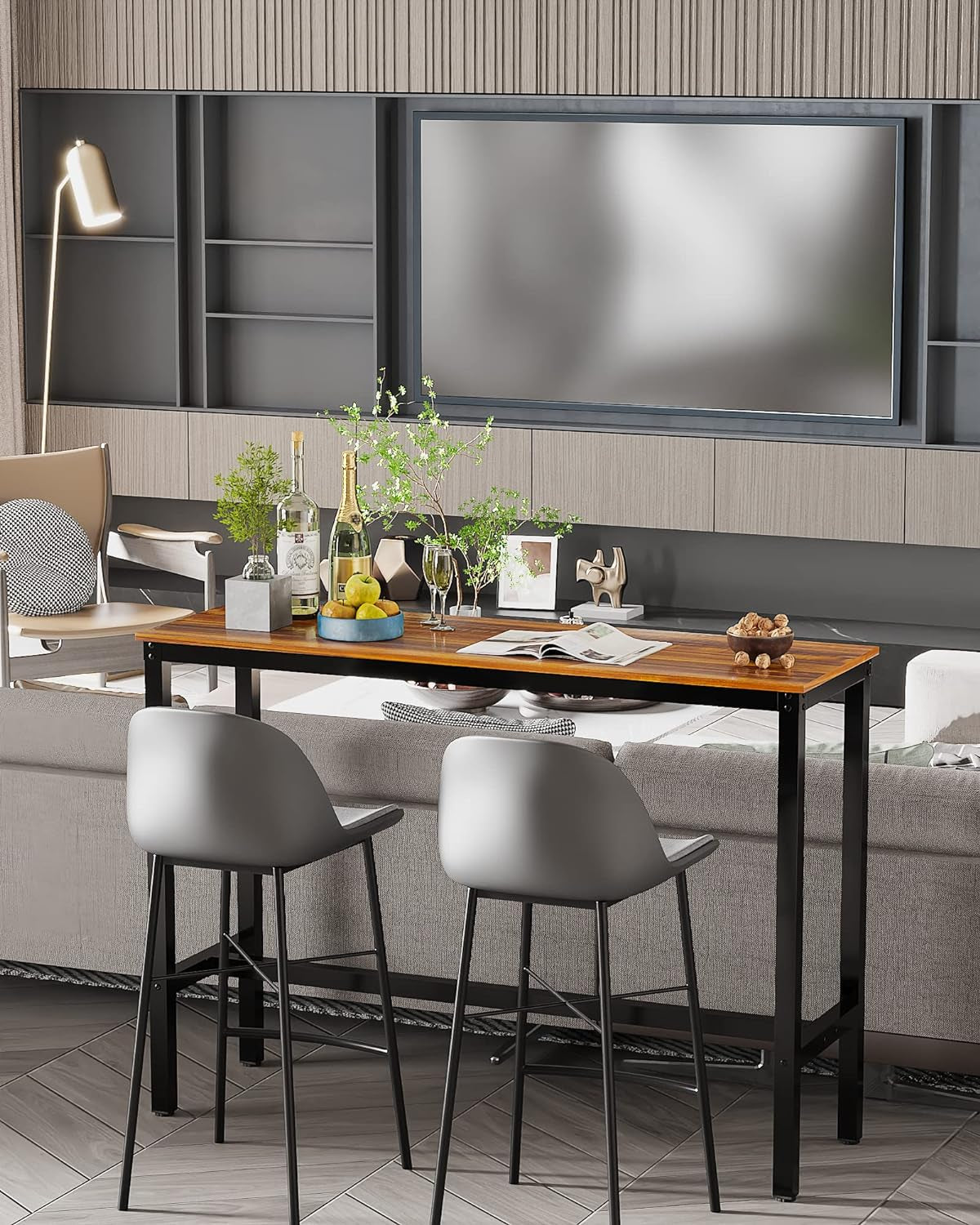 Bar Table, Bar Height Pub Table, High Top Cocktail Table for Kitchen Dining