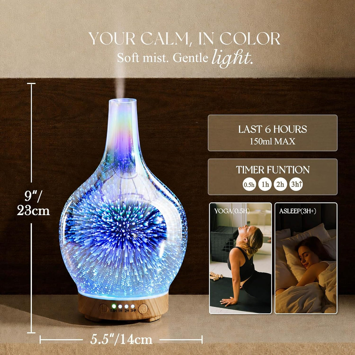 150Ml Handmade Essential Oil Diffuser 6H Runtime